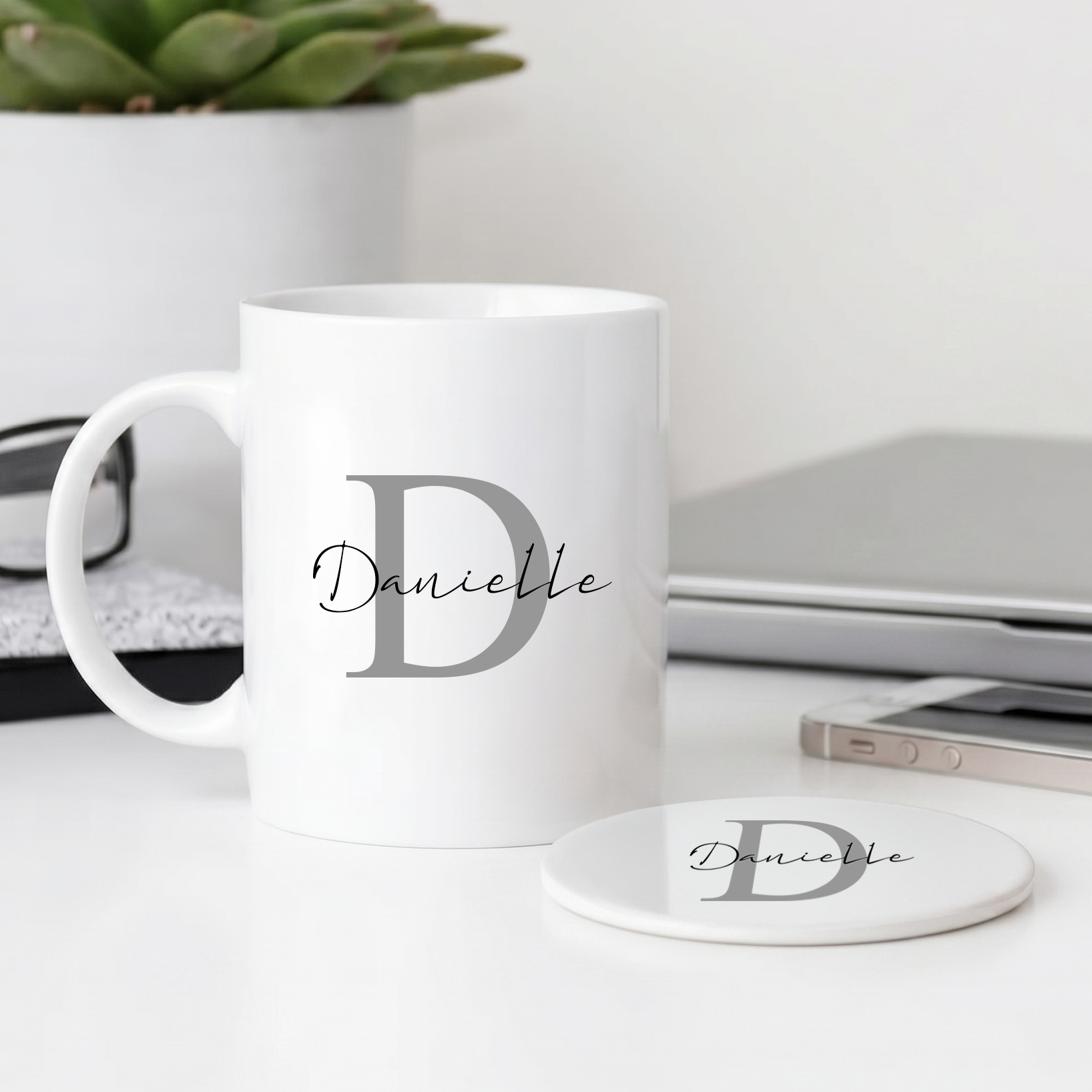 Initial Name Mug and Coaster Set