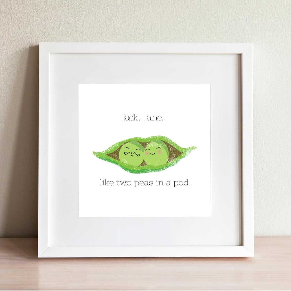 personalised Like Two Peas in a pod Wall Art