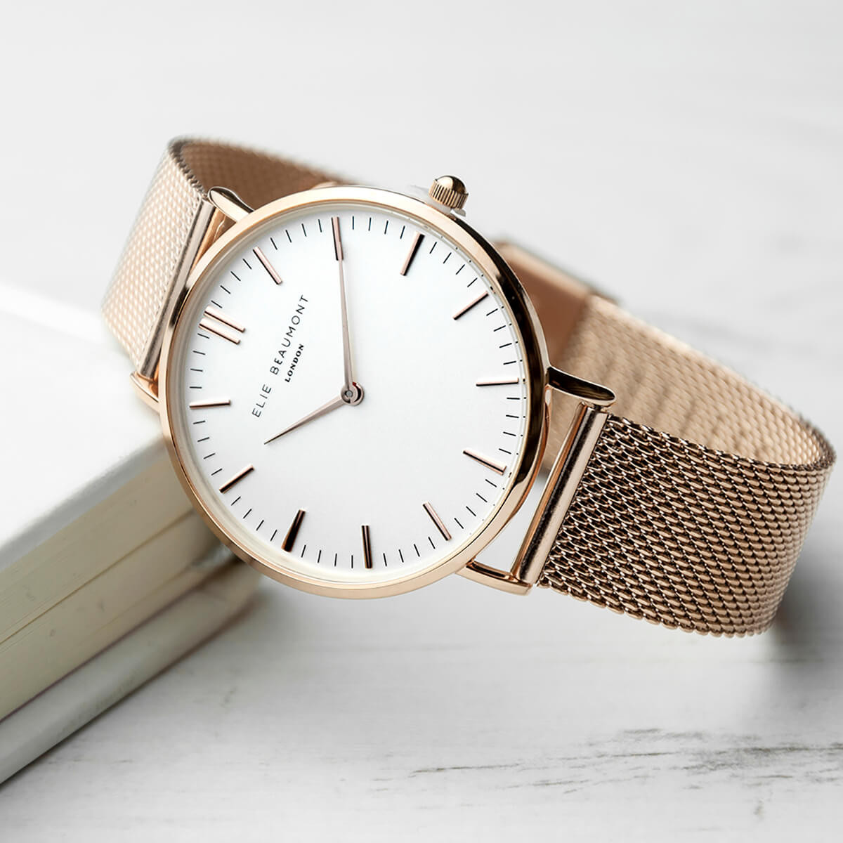 Personalised Rose Gold Mesh Watch Boutique Gifts
