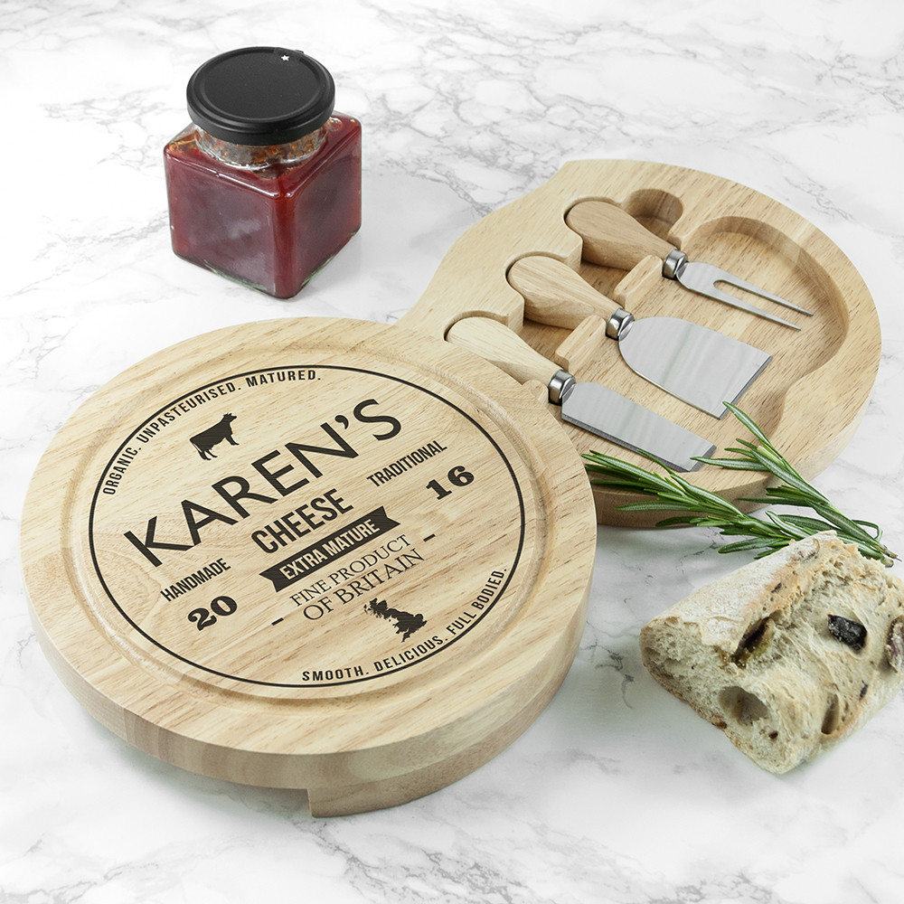 personalised Traditional Brand Cheese Board Set