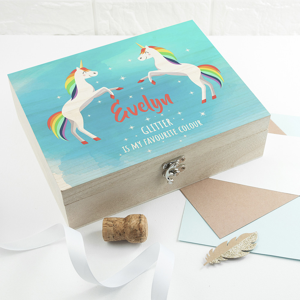 personalised Rainbow Unicorn Accessories Box