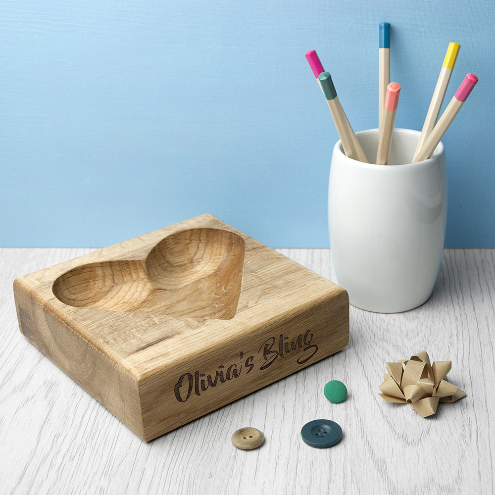 personalised Solid Oak Trinket Dish