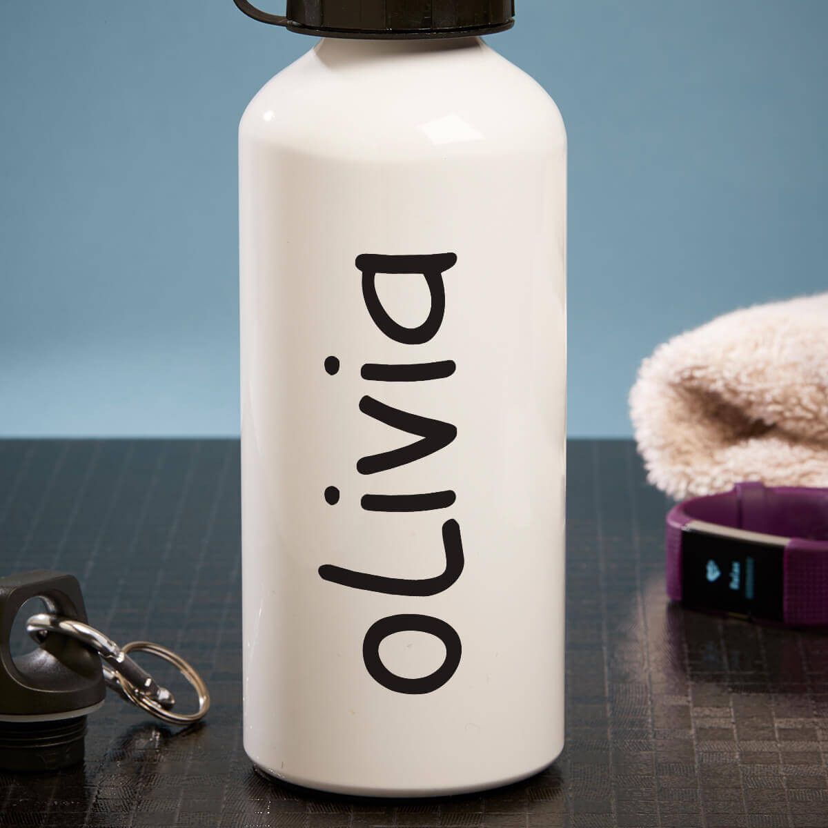 personalised Name White Water Bottle