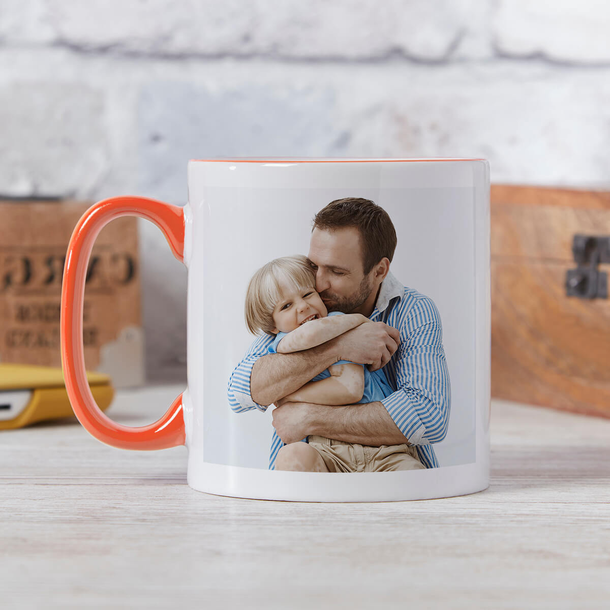 personalised Orange Two Tone Photo Mug