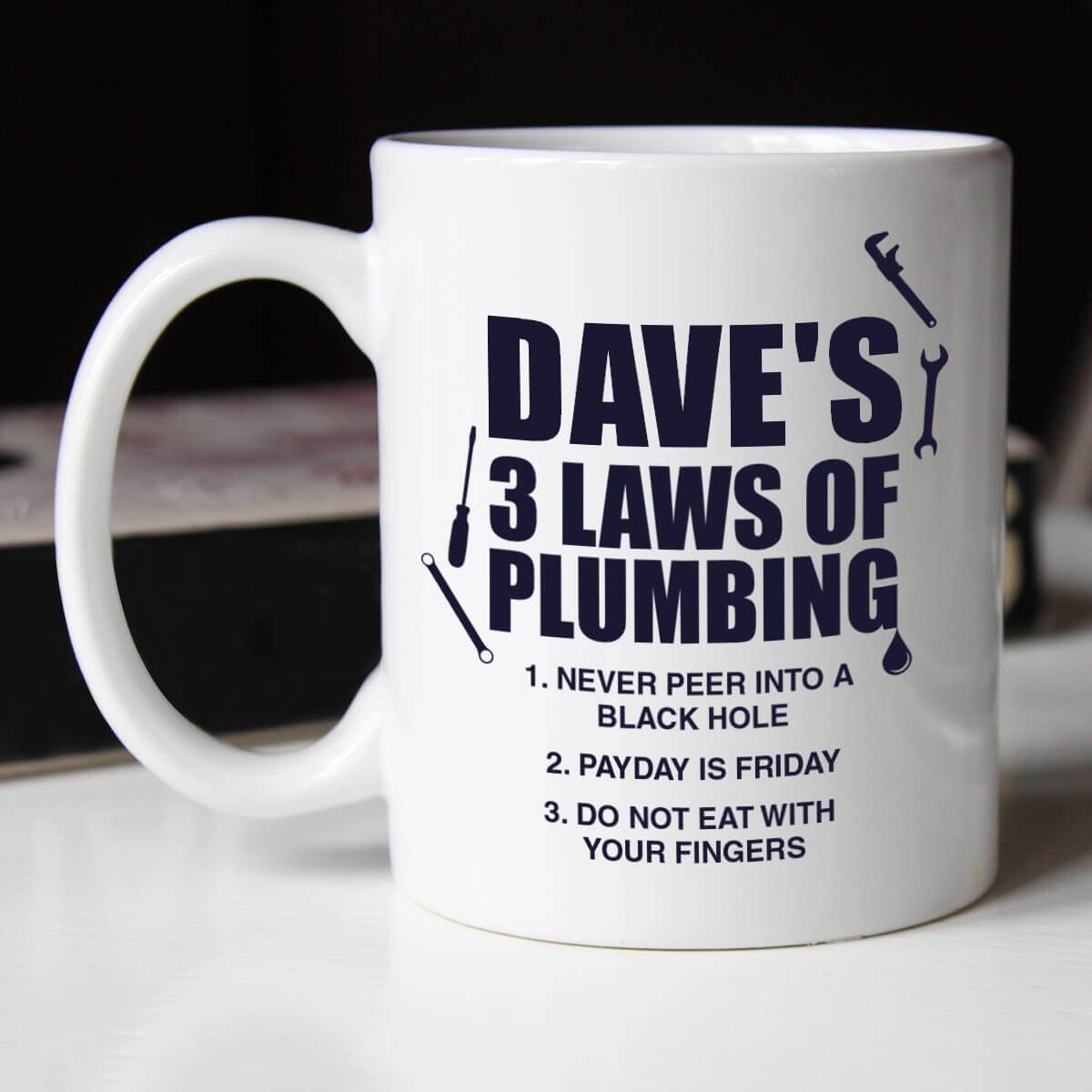 Personalised 3 Laws of Plumbing Durham Mug