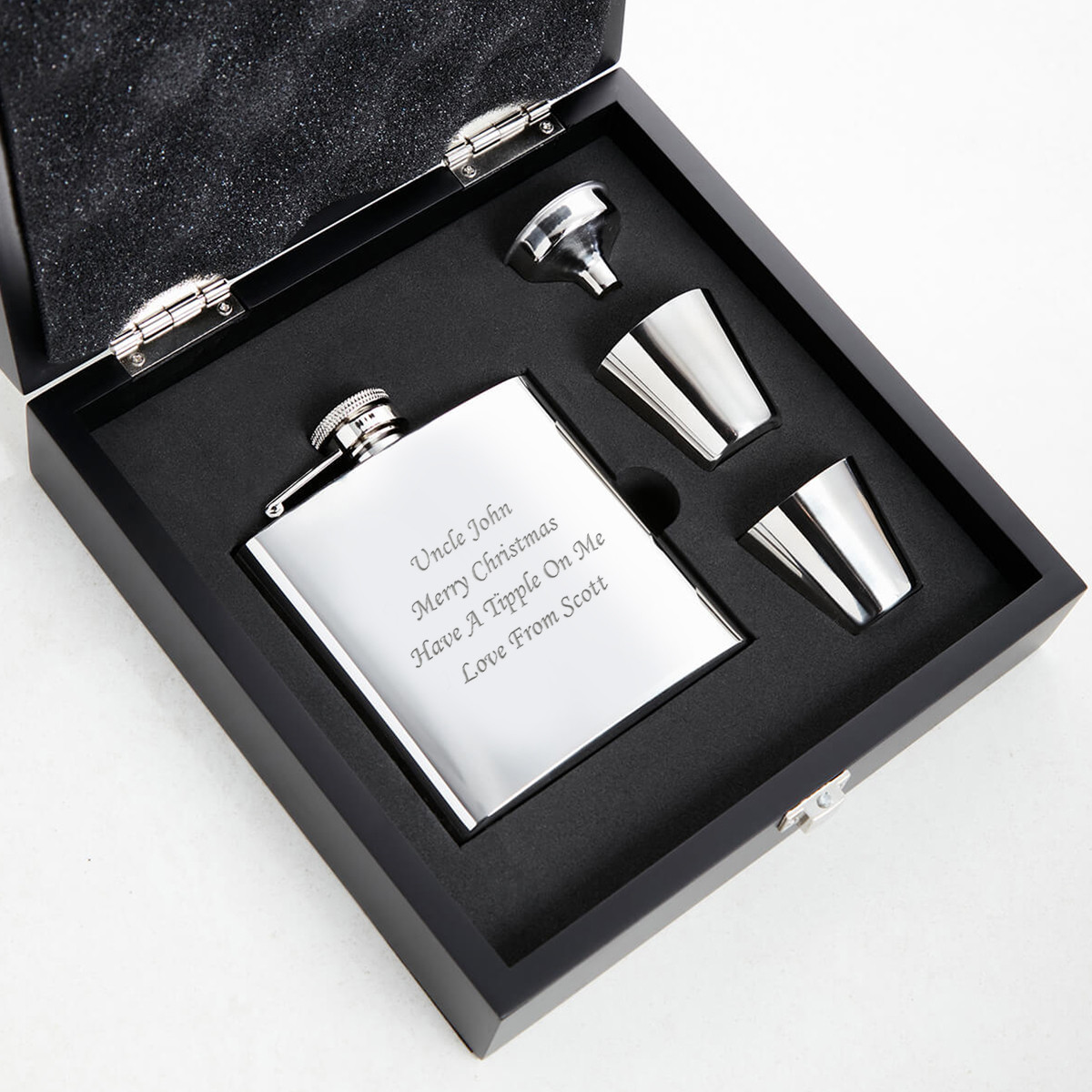 personalised 6oz Plain Flask gift Set