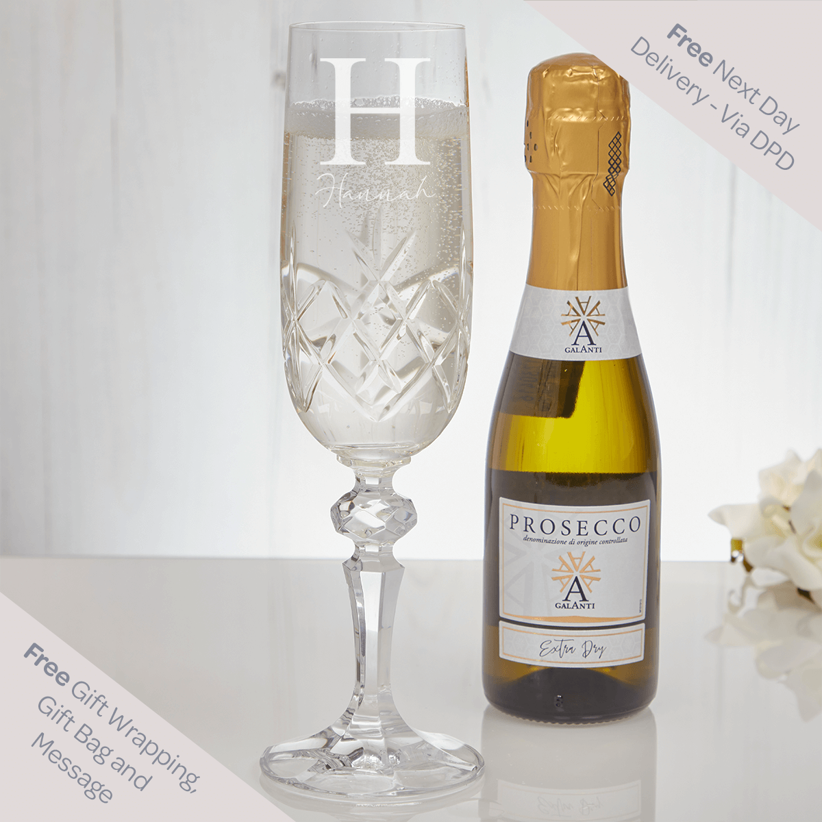 Elegant name Initial Champagne & Prosecco Miniature Gift Set