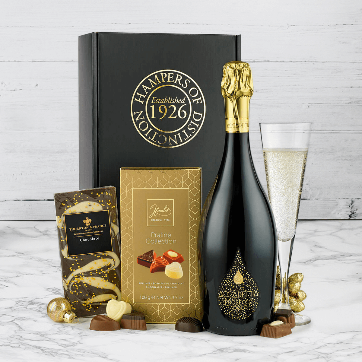 Chocolate and store champagne gift