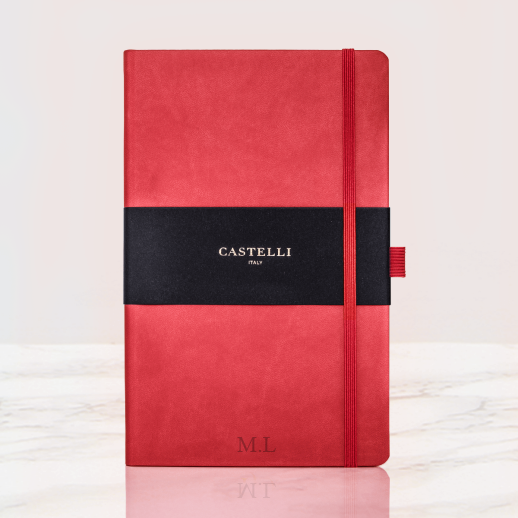 Personalised Coral Red Castelli Notebook