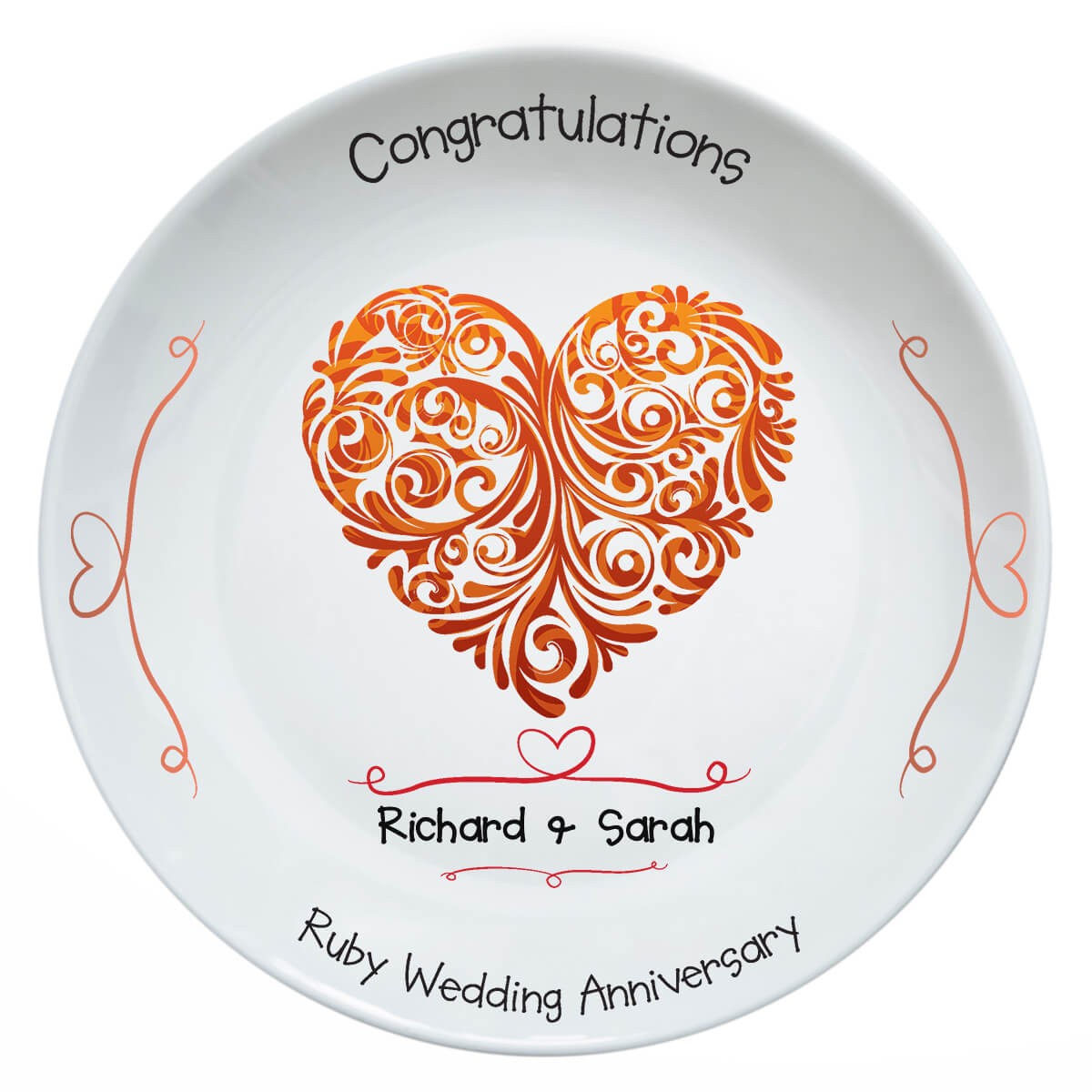 persoanlised Ruby Anniversary Plate