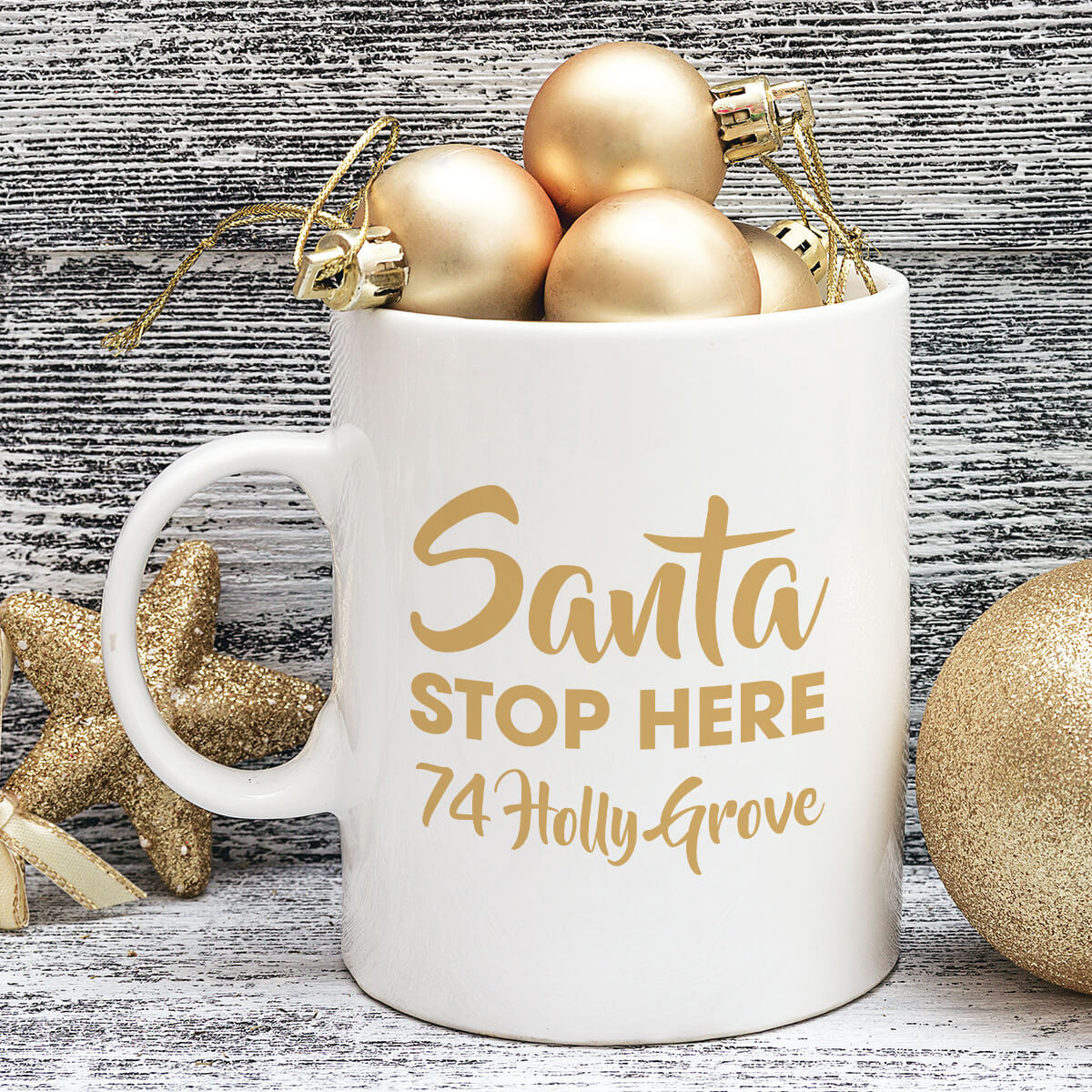 personalised Santa Stop Here Mug