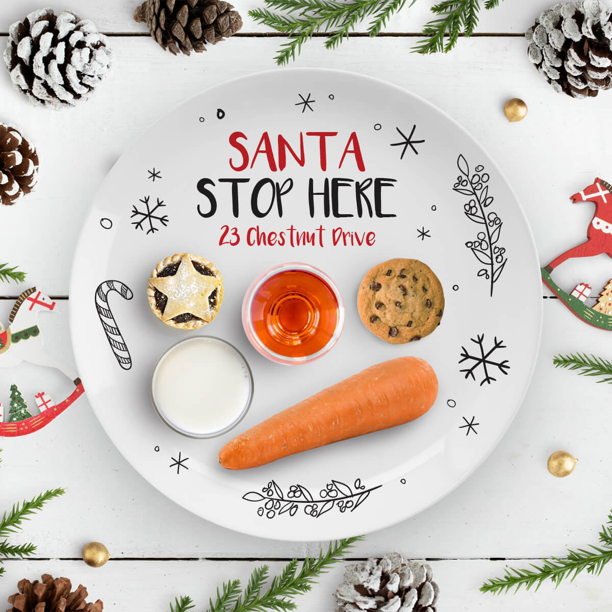 Personalised Santa Stop Here Food Plate