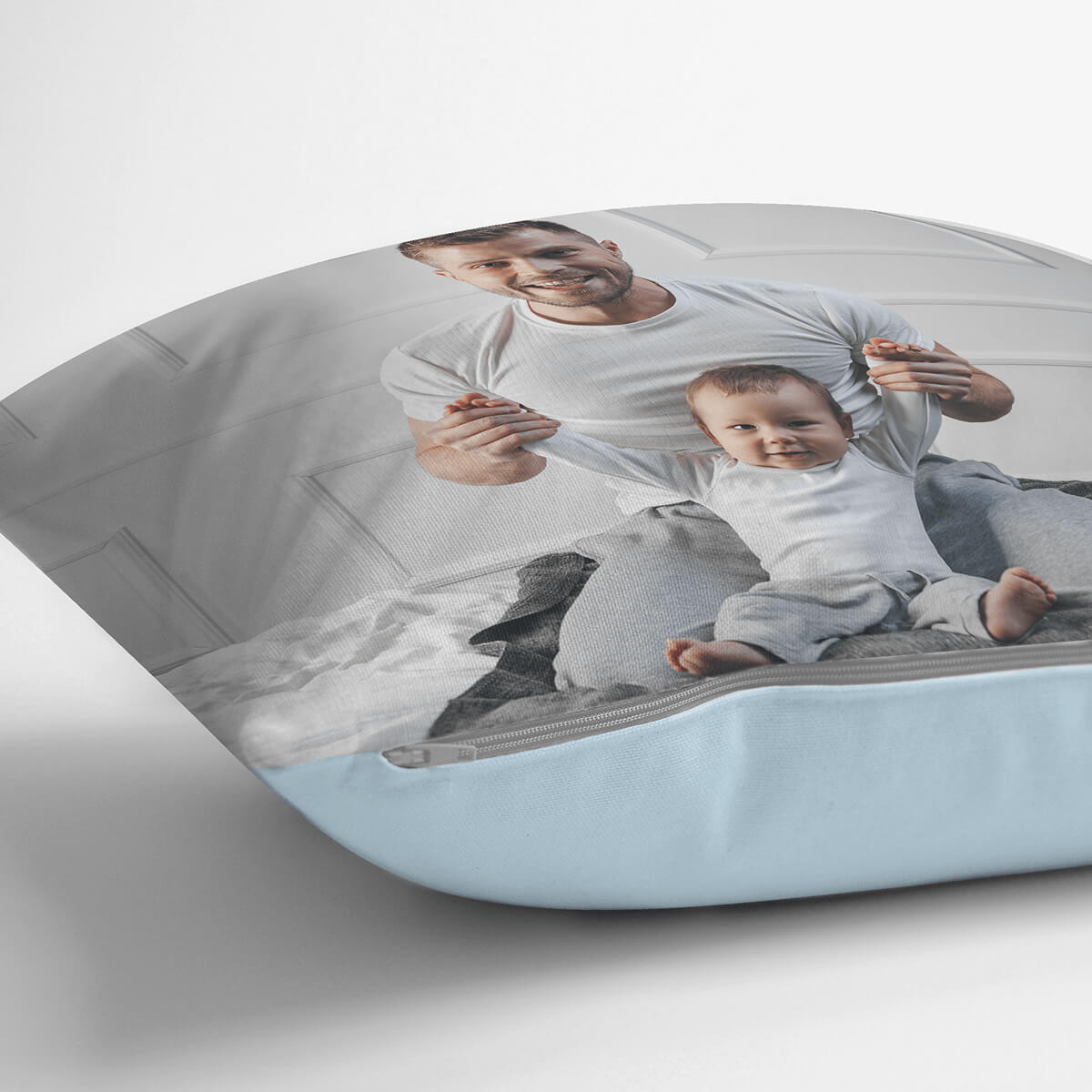 personalised Single Sided Photo Cushion (Blue)