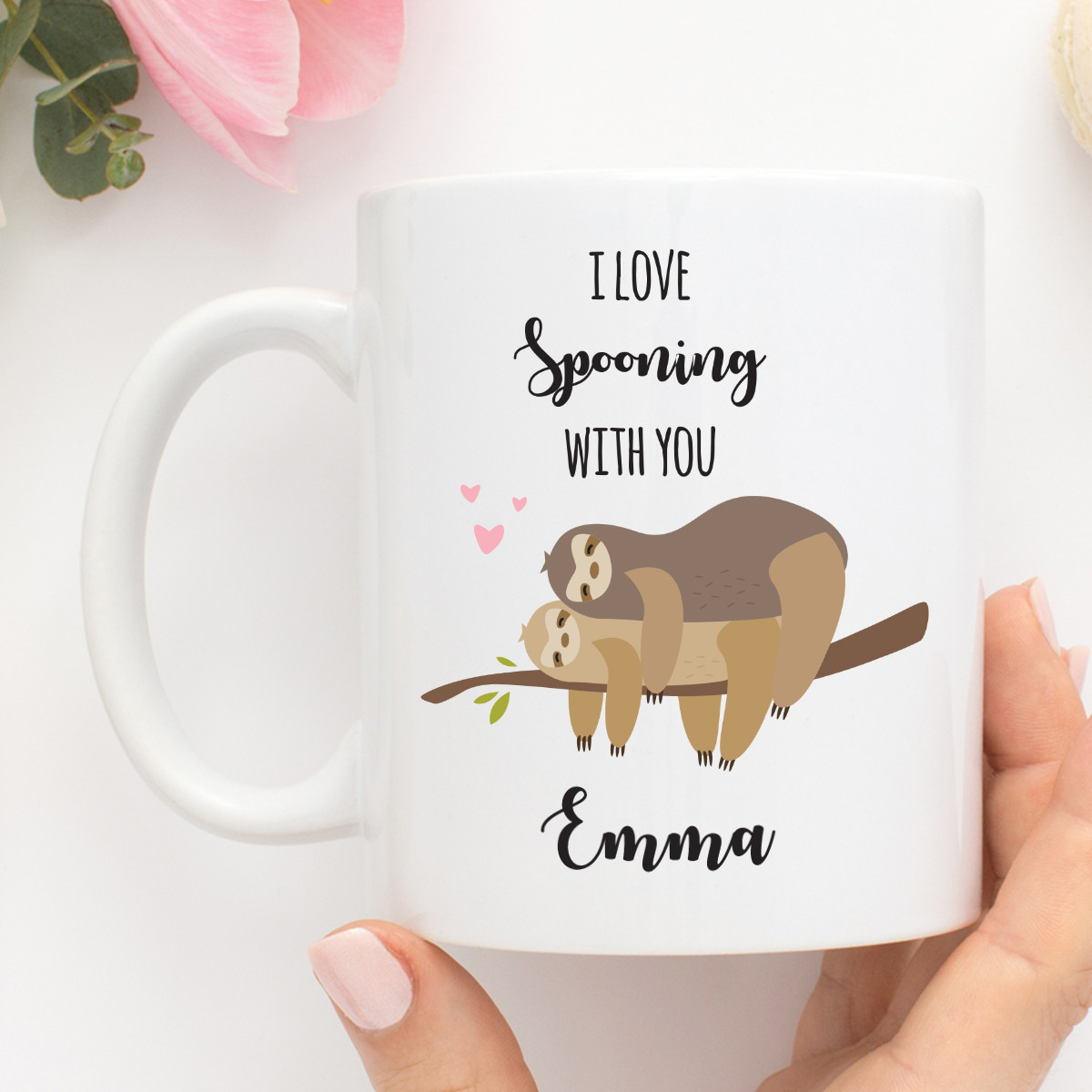 personalised Spooning Sloths Mug