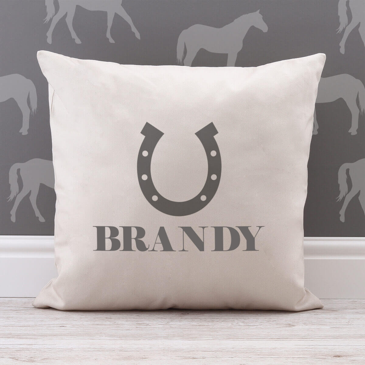 personalised Horse Shoe Cotton Cushion