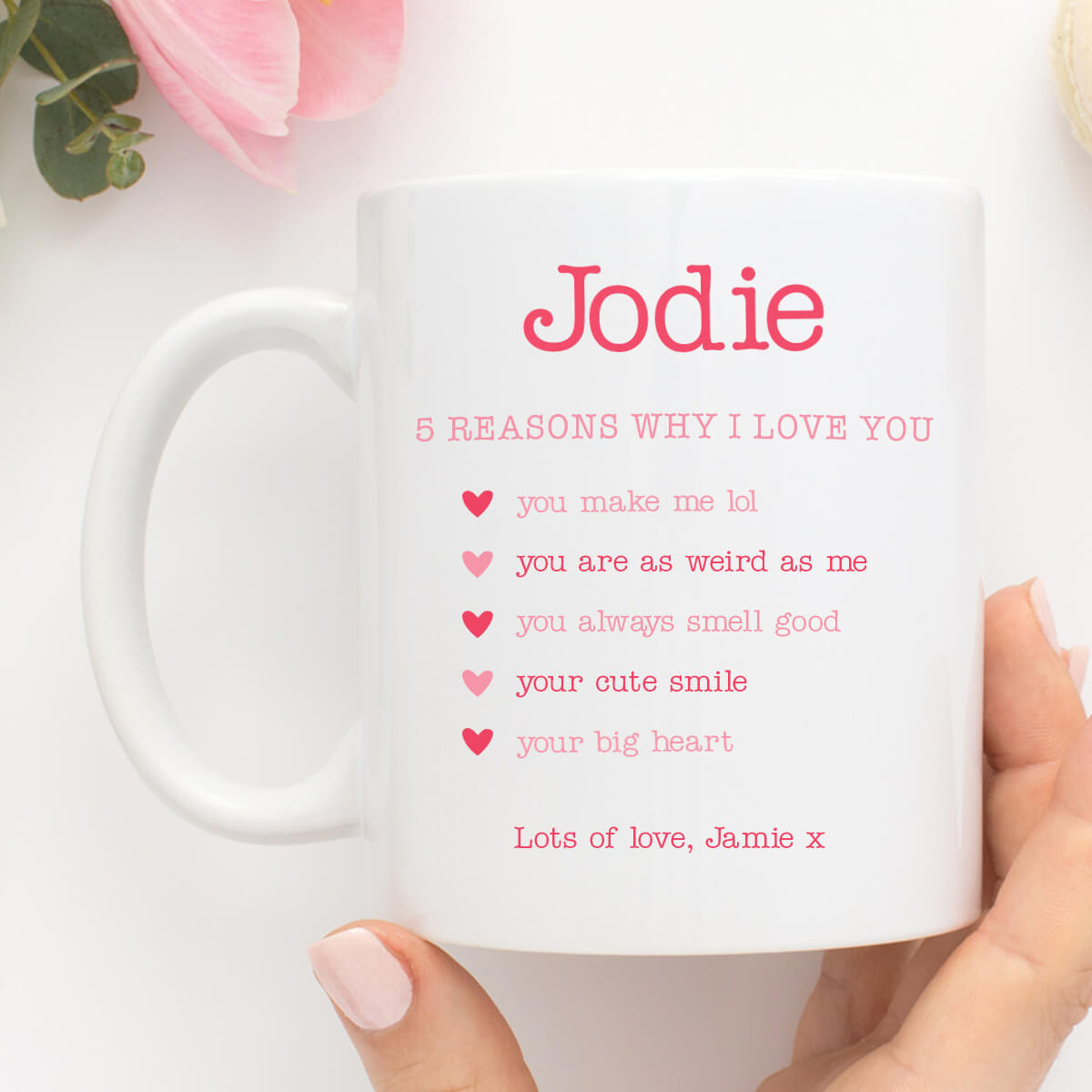 personalised 5 Reasons I Love You Mug