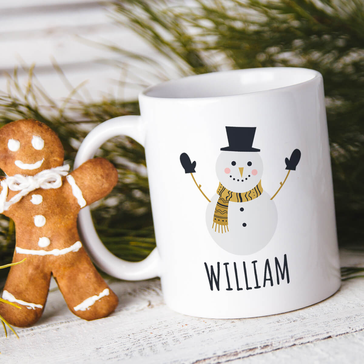 personalised Snow Man Durham Mug