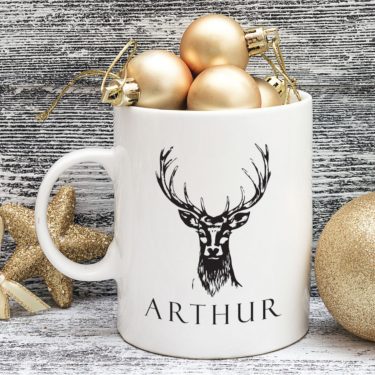 personalised Stag Christmas Mug