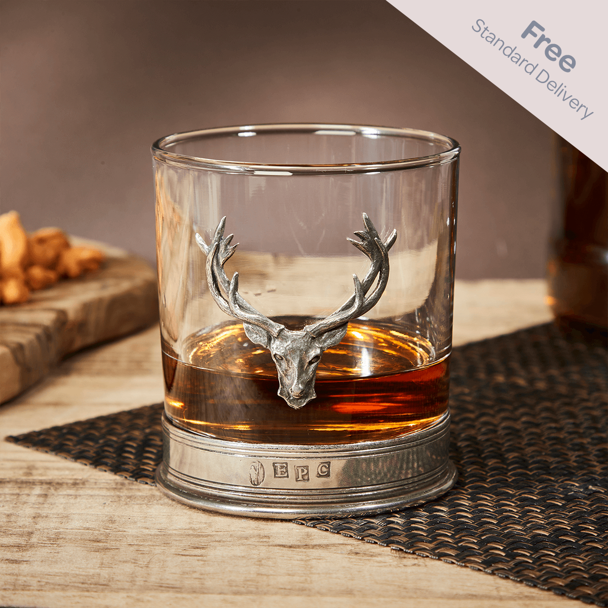 Majestic Stag Head Glass Whisky Tumbler
