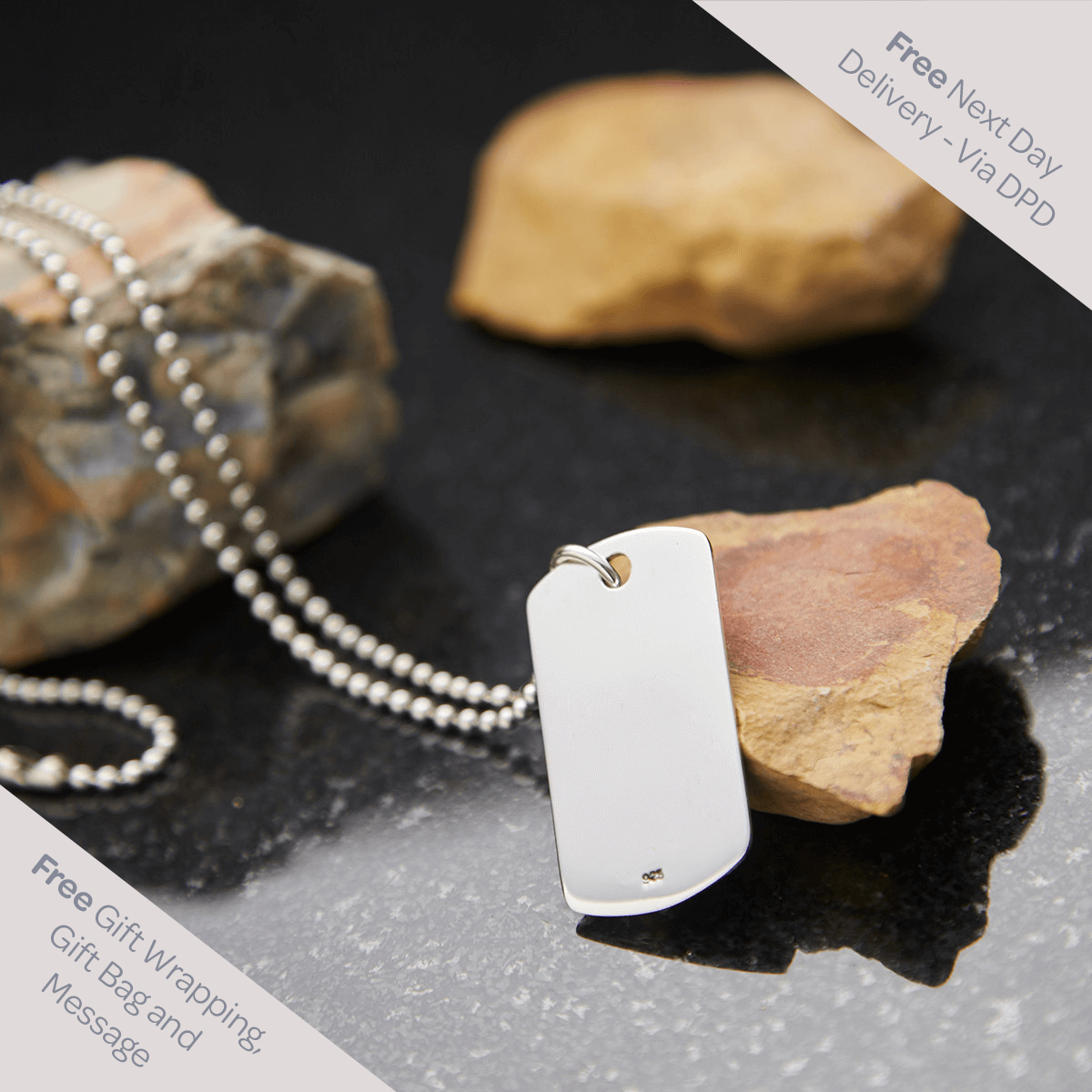 personalised Sterling Silver Dog Tag Necklace