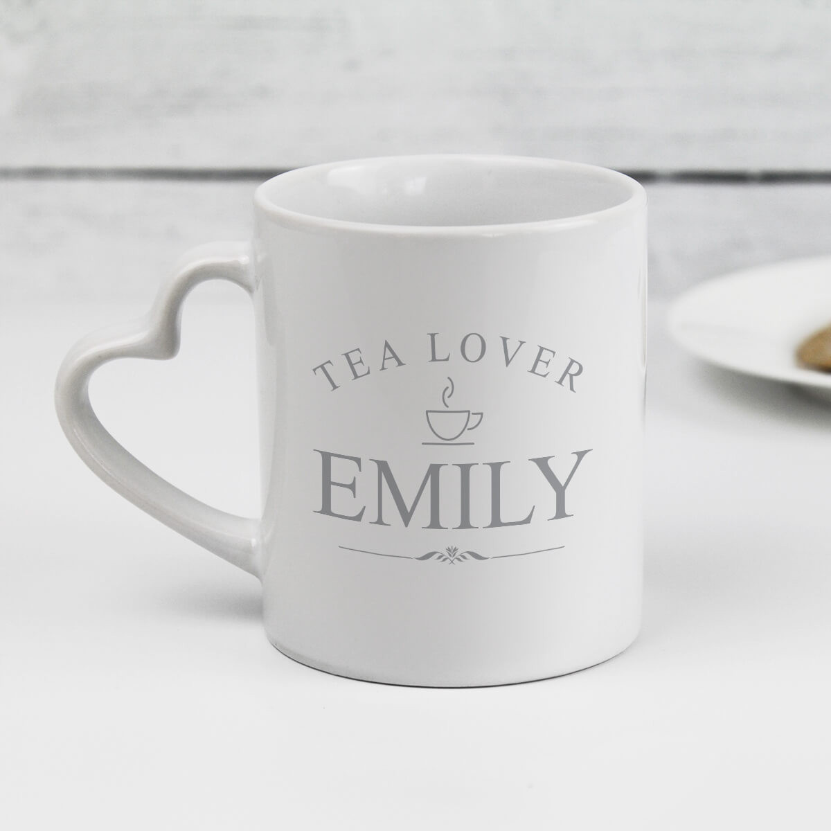 personalised Tea Lover Heart Handle Mug