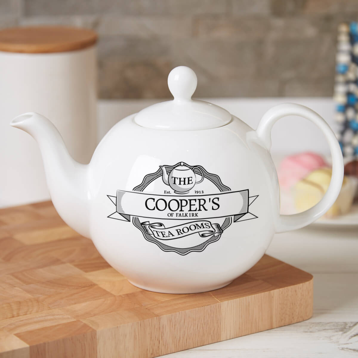 Personalised Tea Room Pot Belly Teapot