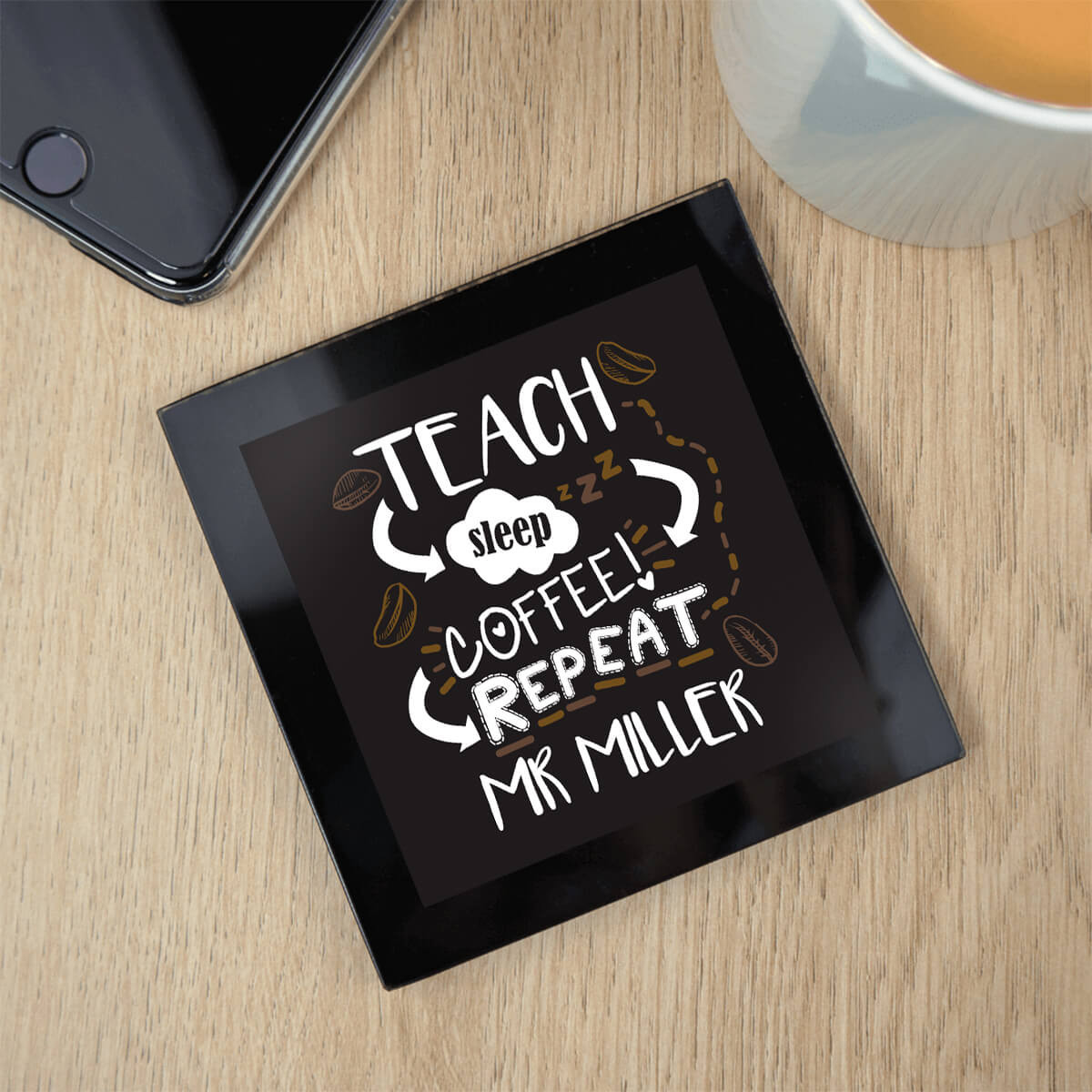 personalised Good Mums Black Glass Coaster