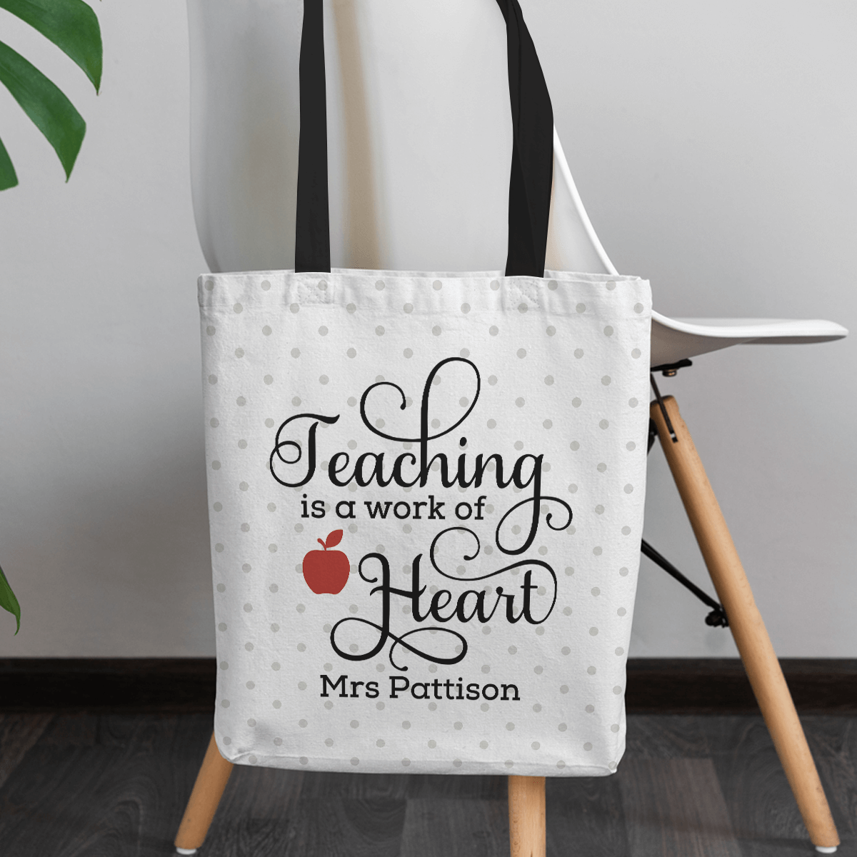 Personalized teacher discount canvas tote bag
