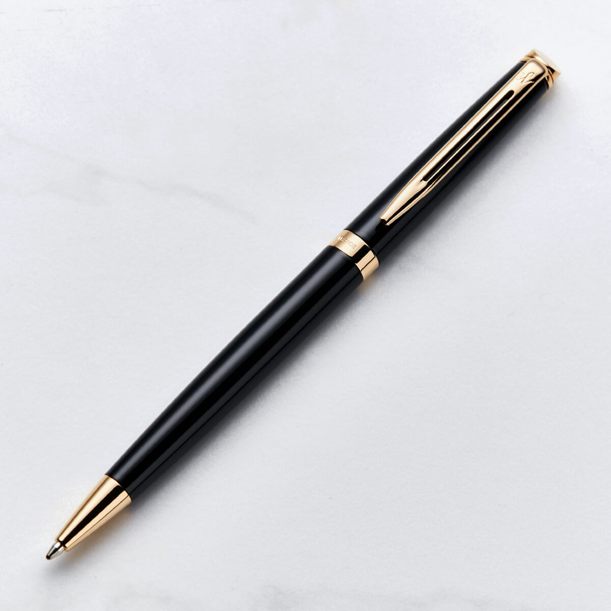 personalised Waterman Hemisphere Ball Pen - Black & Gold