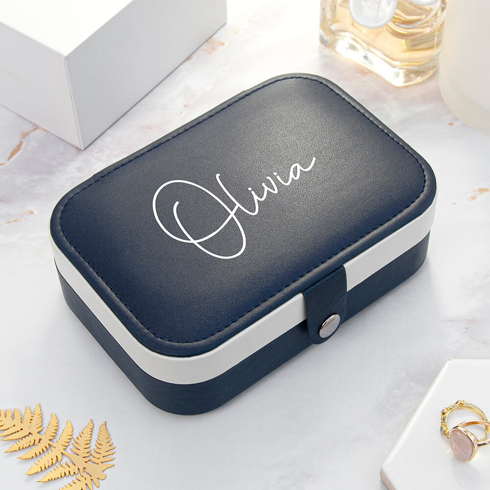 personalised Midnight Blue Jewellery case