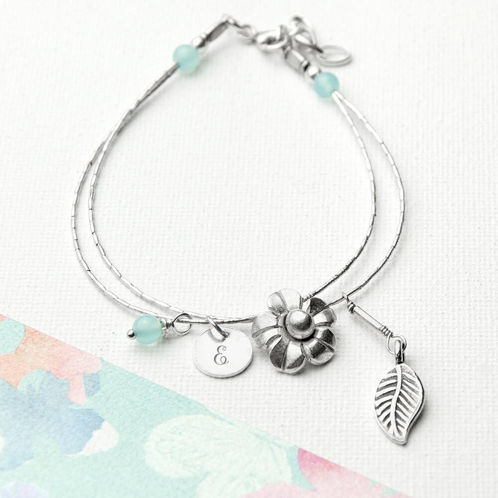 personalised Forget Me Not Friendship Bracelet - Blue Topaz