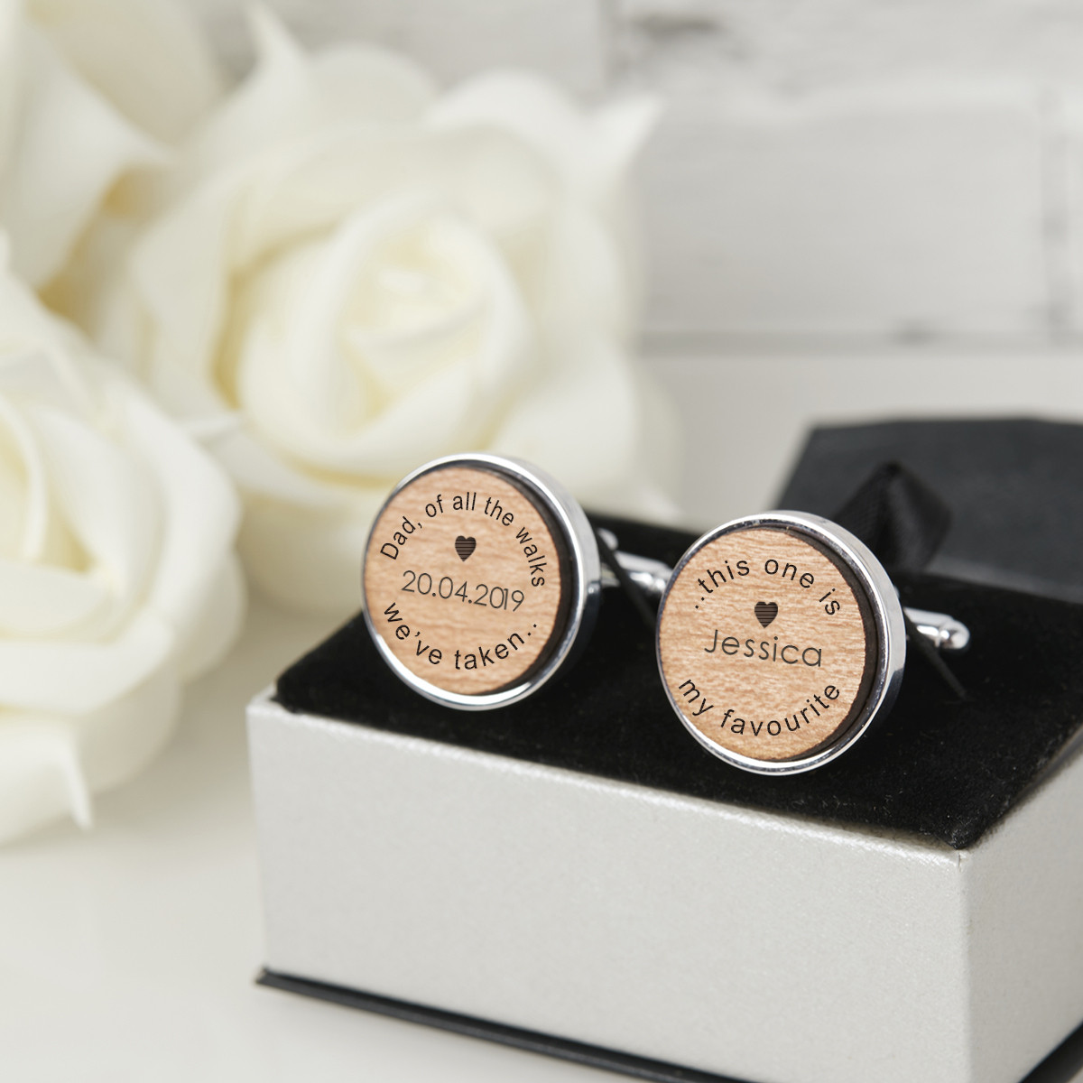 personalised Dad of all the walks Wooden Cufflinks
