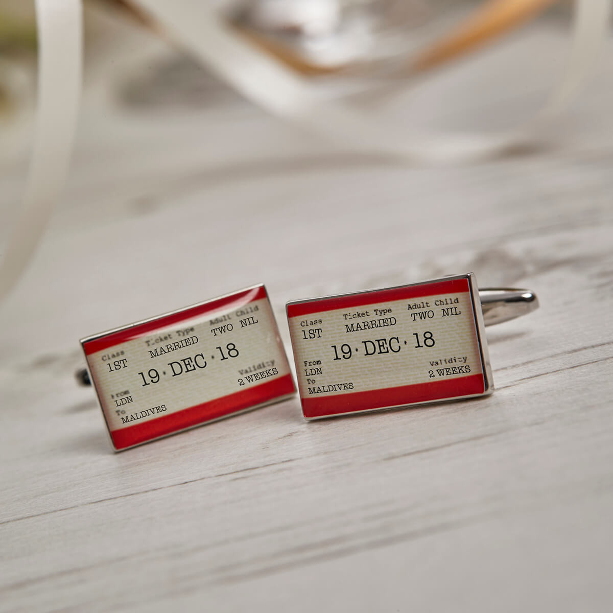 personalised ticket cufflinks