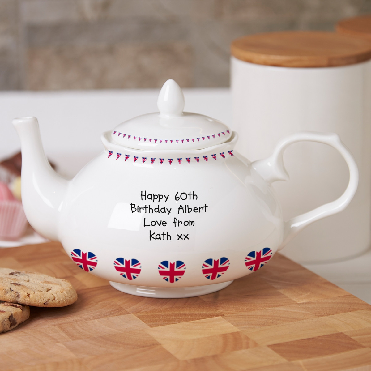 personalised Union Jack Traditional Teapot