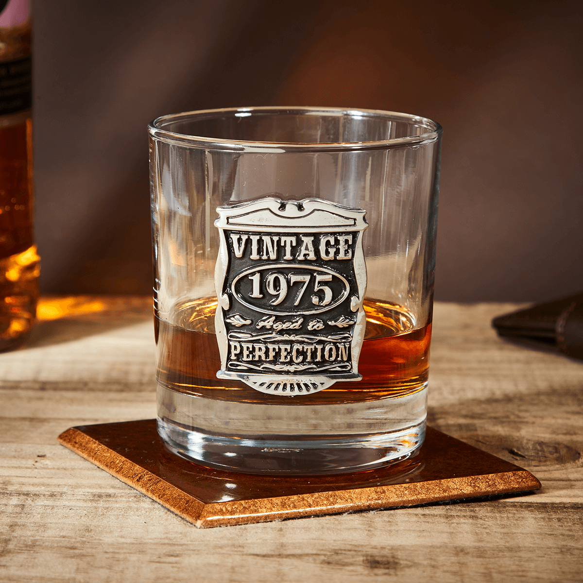 English Pewter Vintage 1975 Glass Whisky Tumbler