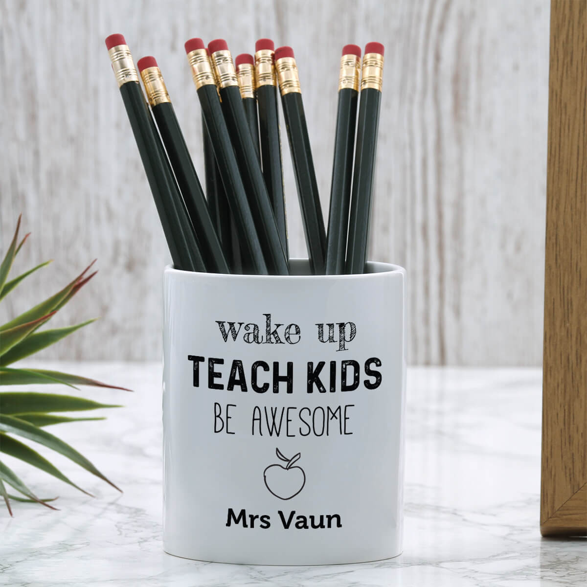 personalised Wake Up Teach Kids Pen Pot