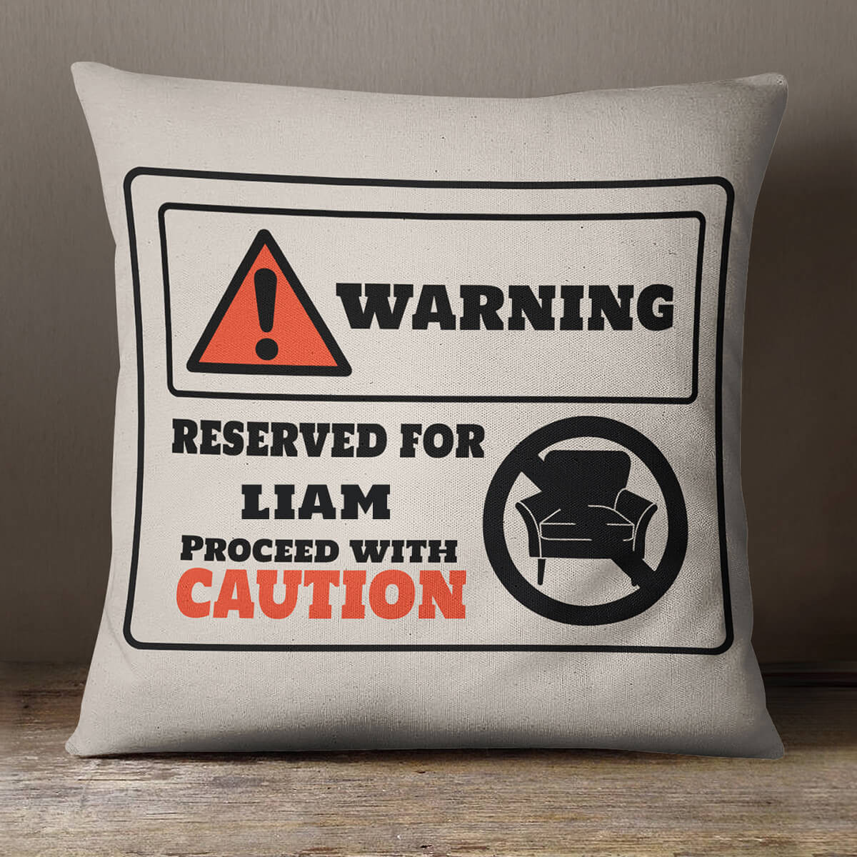 personalised Warning Reserved Cotton Cushion