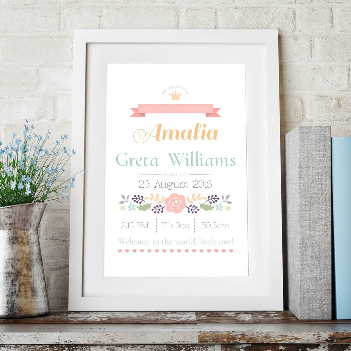 personalised Welcome To The World Little One Wall Art