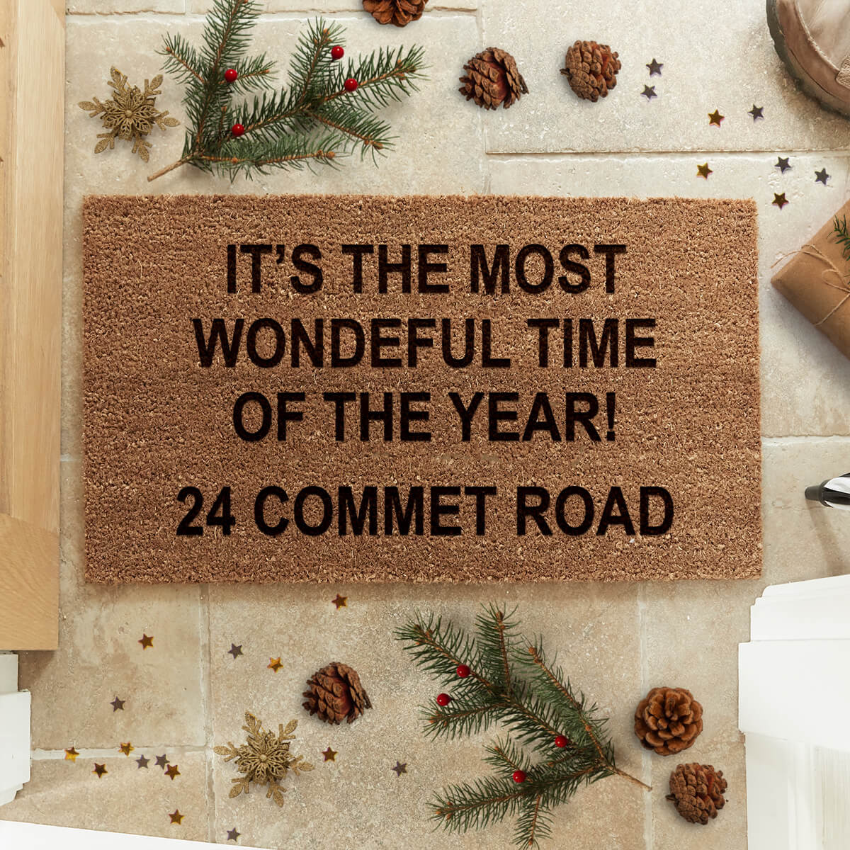 personalised Wonderful Time Of The Year Coir Doormat