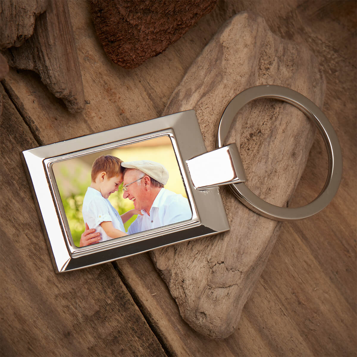 Personalised Grandad Photo Upload Metal Keyring