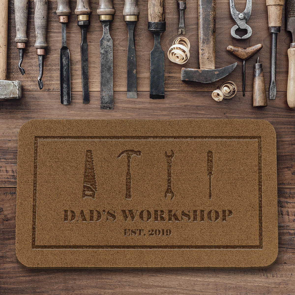 personalised Workshop Tools Outdoor Engraved Doormat