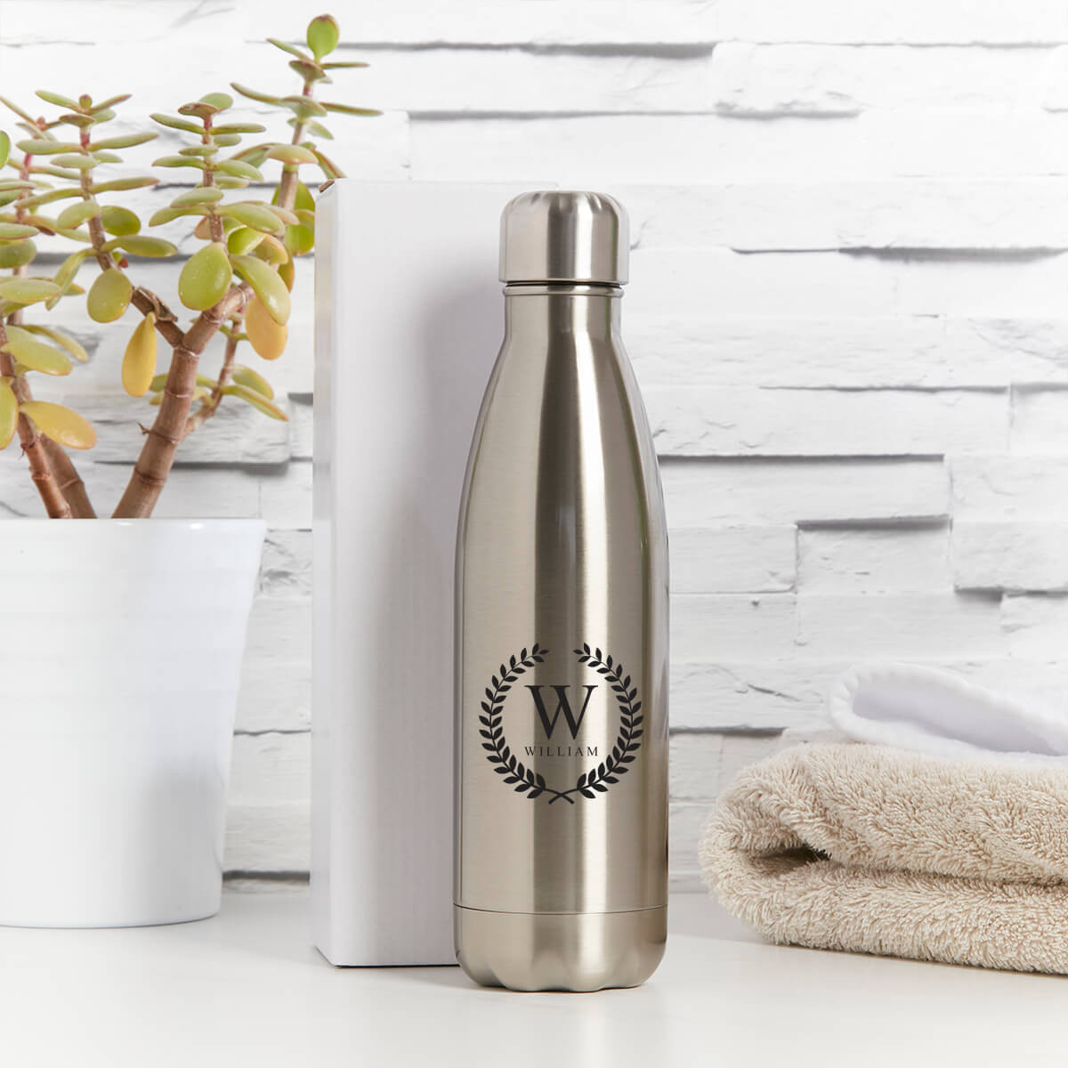 Personalised Wreath Monogram Water Bottle