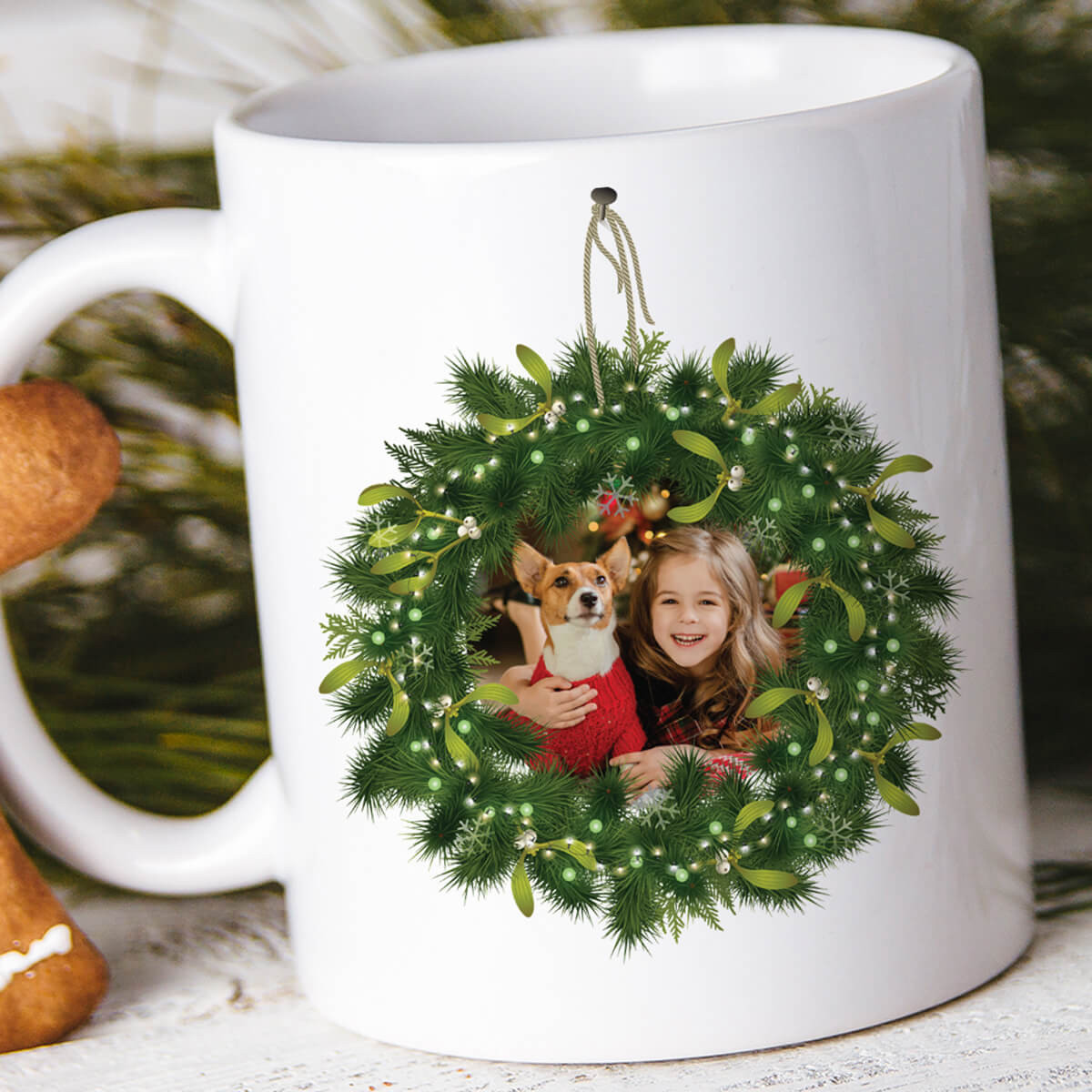 Christmas Wreath Photo Mug