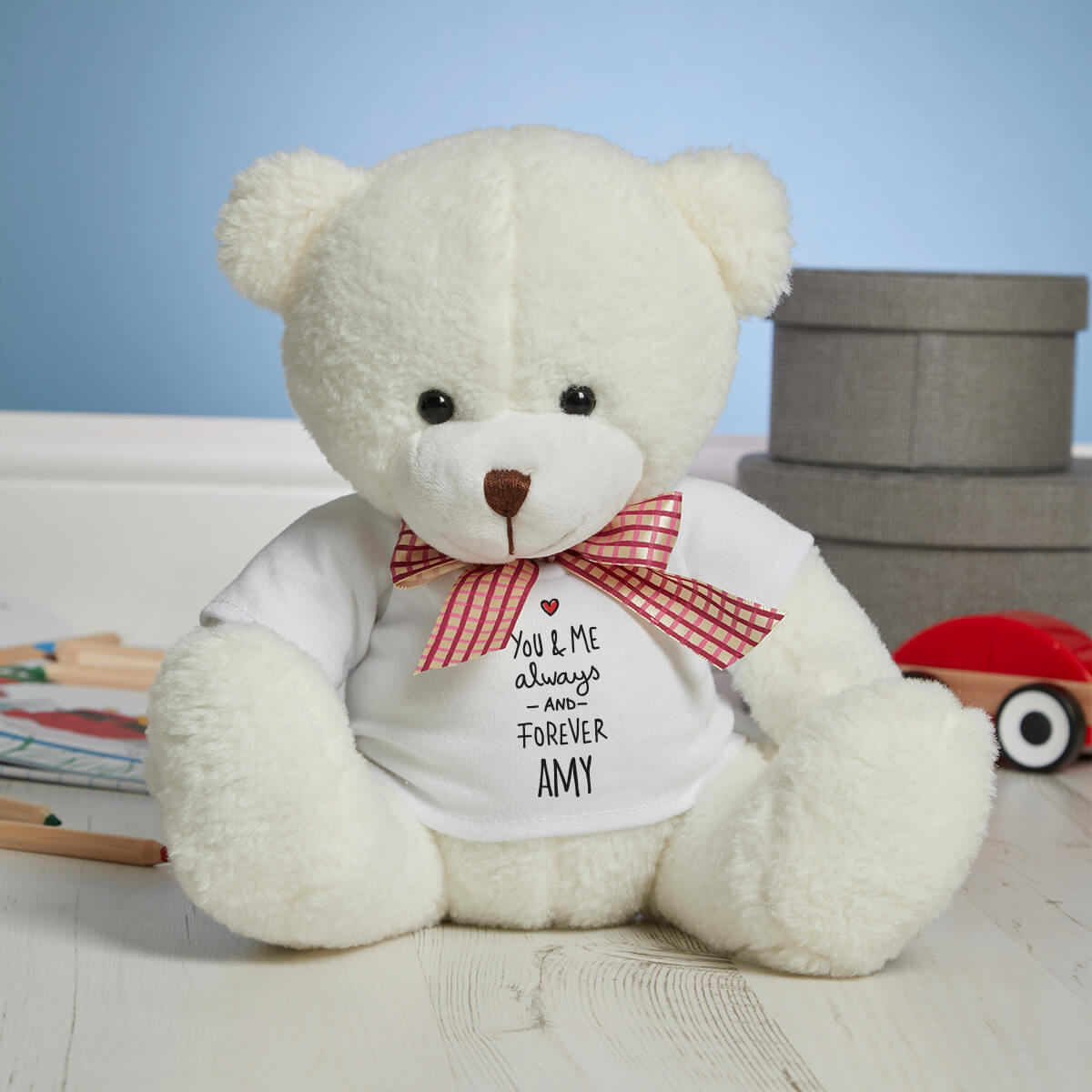 Personalised You and Me Cream Fluffy Teddy Bear