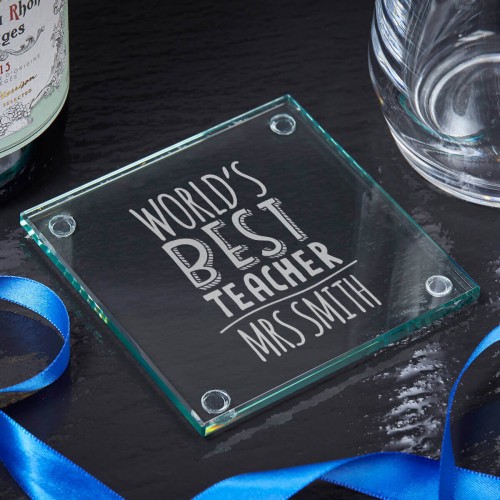 personalised best teacher glass coaster