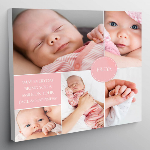 personalised 12x12" New Baby Collage Canvas Boy / Girl