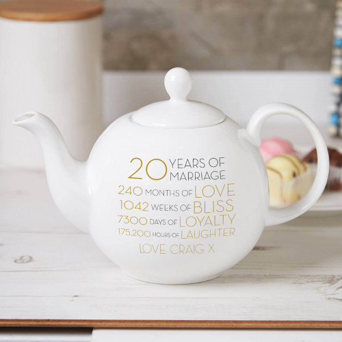 personalised 20 years of marriage teapot
