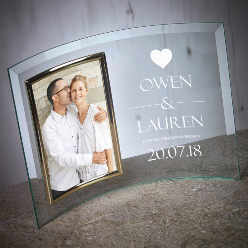 Personalised Bevelled Glass Crescent Frame for 6x4" Photo