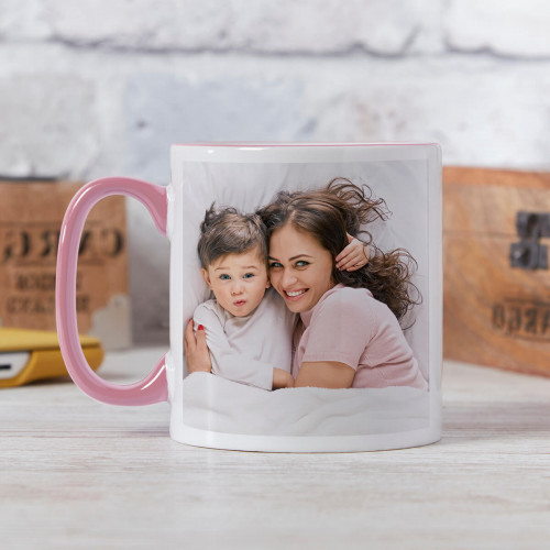 personalised Pink Two Tone Photo Mug