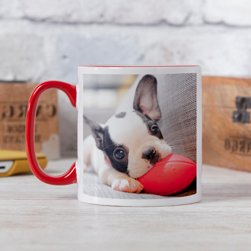 personalised Red Two Tone Photo Mug